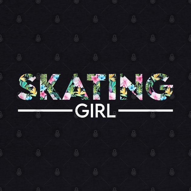 Skating girl floral design. Perfect present for mom dad friend him or her by SerenityByAlex